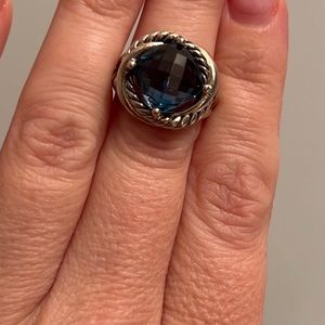 David Yurman 925 Blue Topaz Infinity Ring